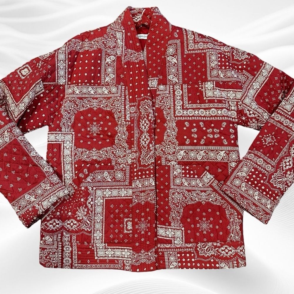Overlover‎ Laguna Quilted Magic Bandana Red Jacket - Size Small